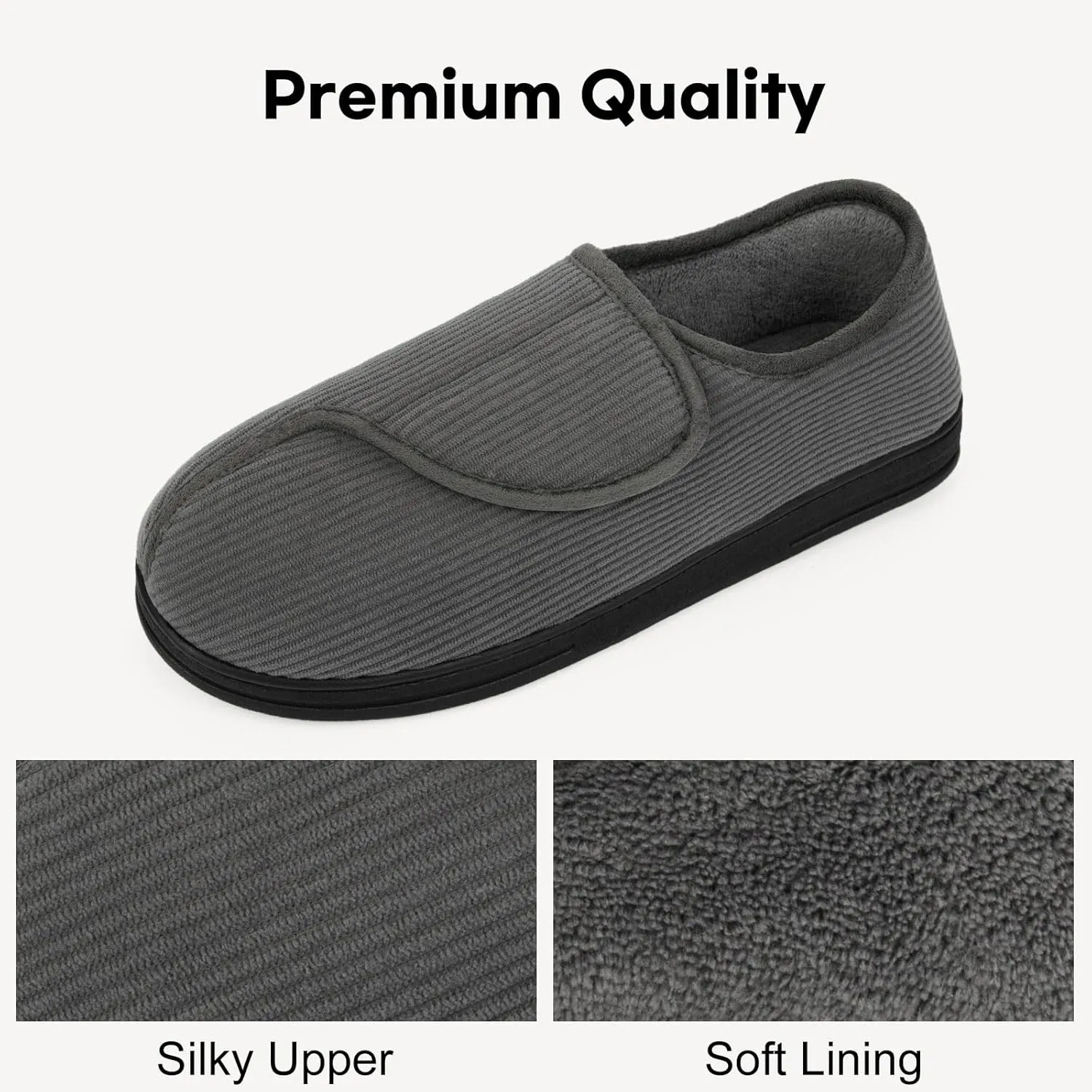 LongBay Men's Memory Foam Diabetic Slippers Comfy Warm Plush Fleece Arthritis Edema Swollen House Shoes