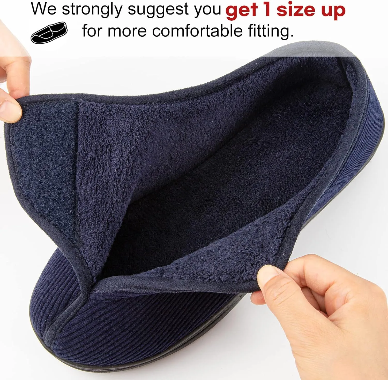 LongBay Men's Memory Foam Diabetic Slippers Comfy Warm Plush Fleece Arthritis Edema Swollen House Shoes