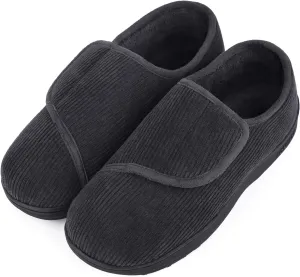 LongBay Men's Memory Foam Diabetic Slippers Comfy Warm Plush Fleece Arthritis Edema Swollen House Shoes