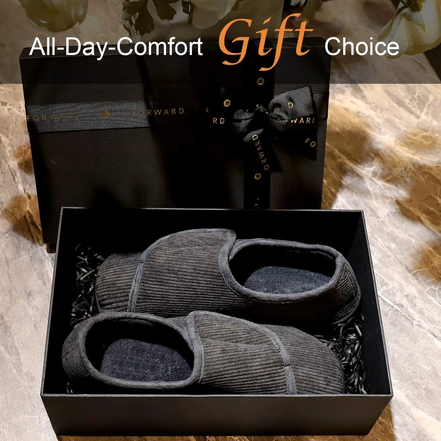 LongBay Men's Memory Foam Diabetic Slippers Comfy Warm Plush Fleece Arthritis Edema Swollen House Shoes