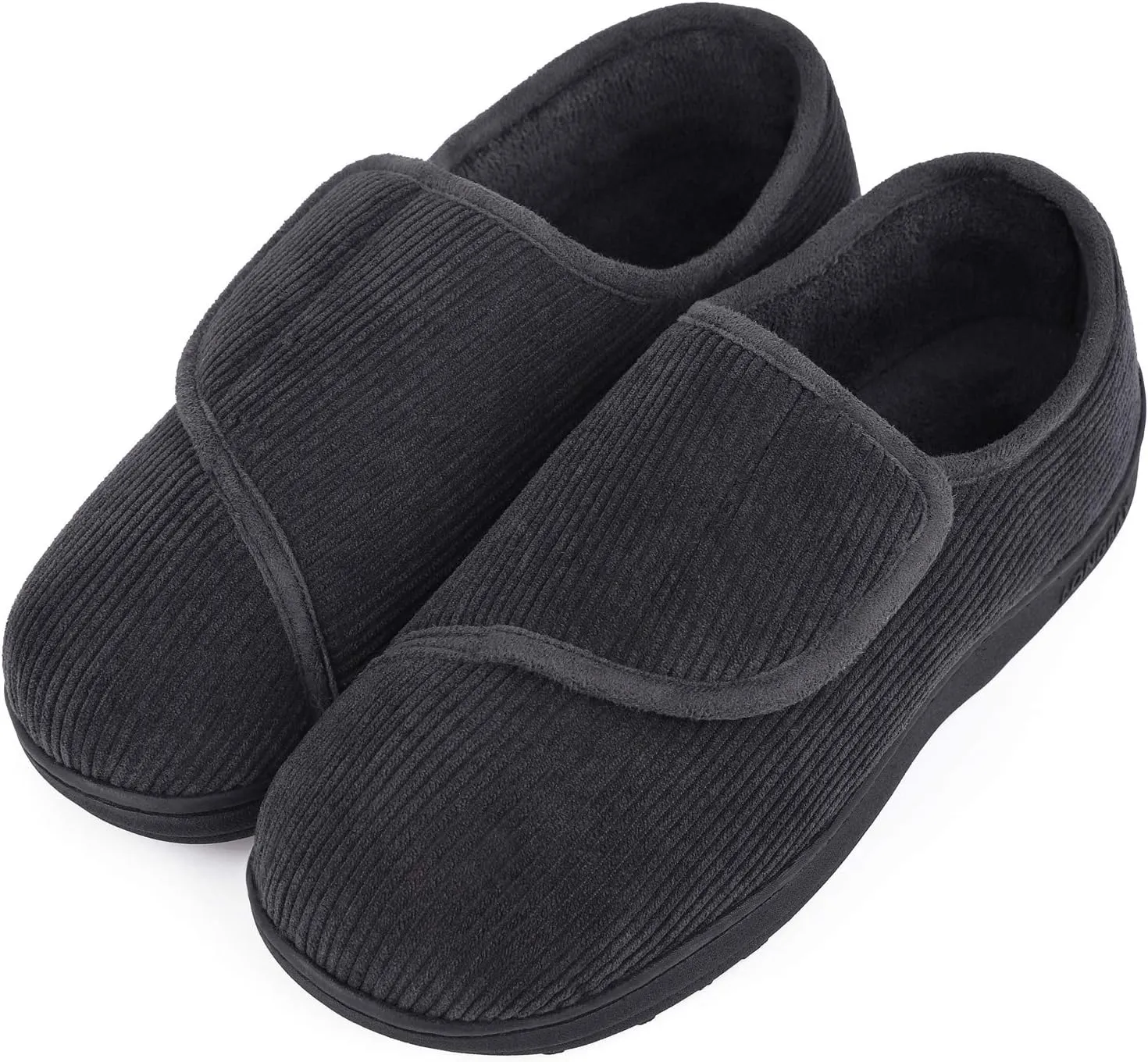 LongBay Men's Memory Foam Diabetic Slippers Comfy Warm Plush Fleece Arthritis Edema Swollen House Shoes