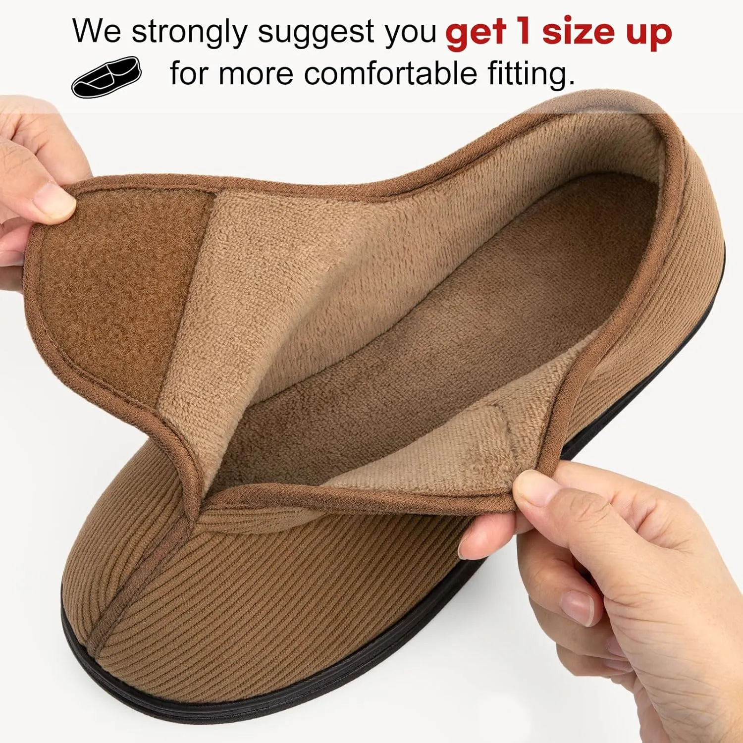 LongBay Men's Memory Foam Diabetic Slippers Comfy Warm Plush Fleece Arthritis Edema Swollen House Shoes