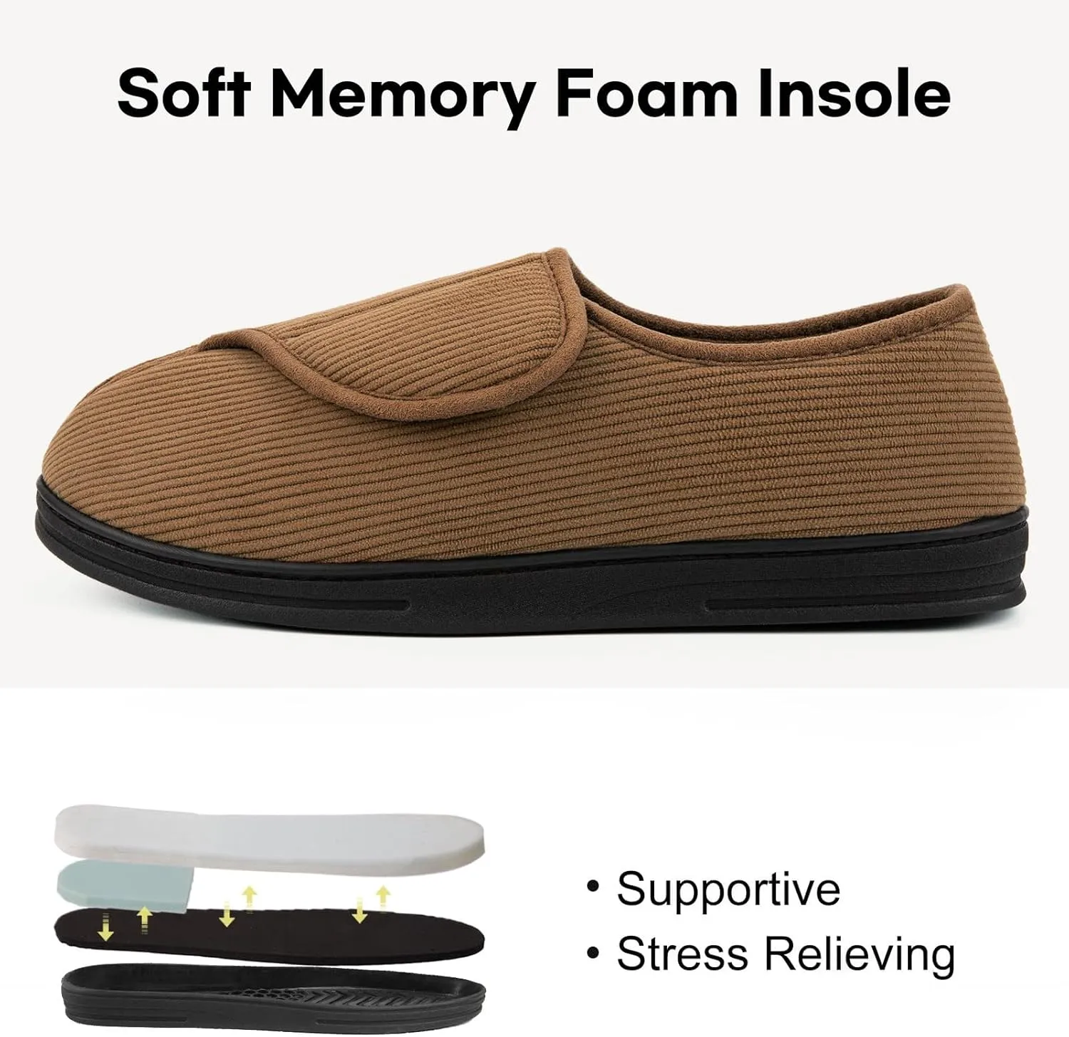 LongBay Men's Memory Foam Diabetic Slippers Comfy Warm Plush Fleece Arthritis Edema Swollen House Shoes