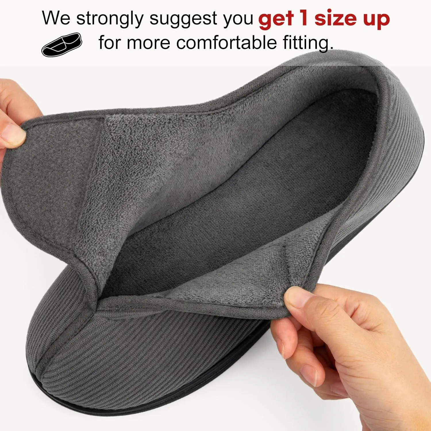 LongBay Men's Memory Foam Diabetic Slippers Comfy Warm Plush Fleece Arthritis Edema Swollen House Shoes