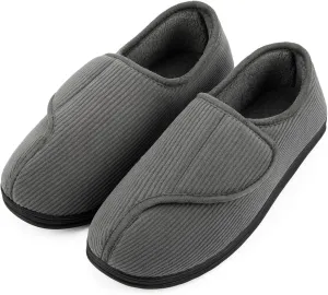 LongBay Men's Memory Foam Diabetic Slippers Comfy Warm Plush Fleece Arthritis Edema Swollen House Shoes