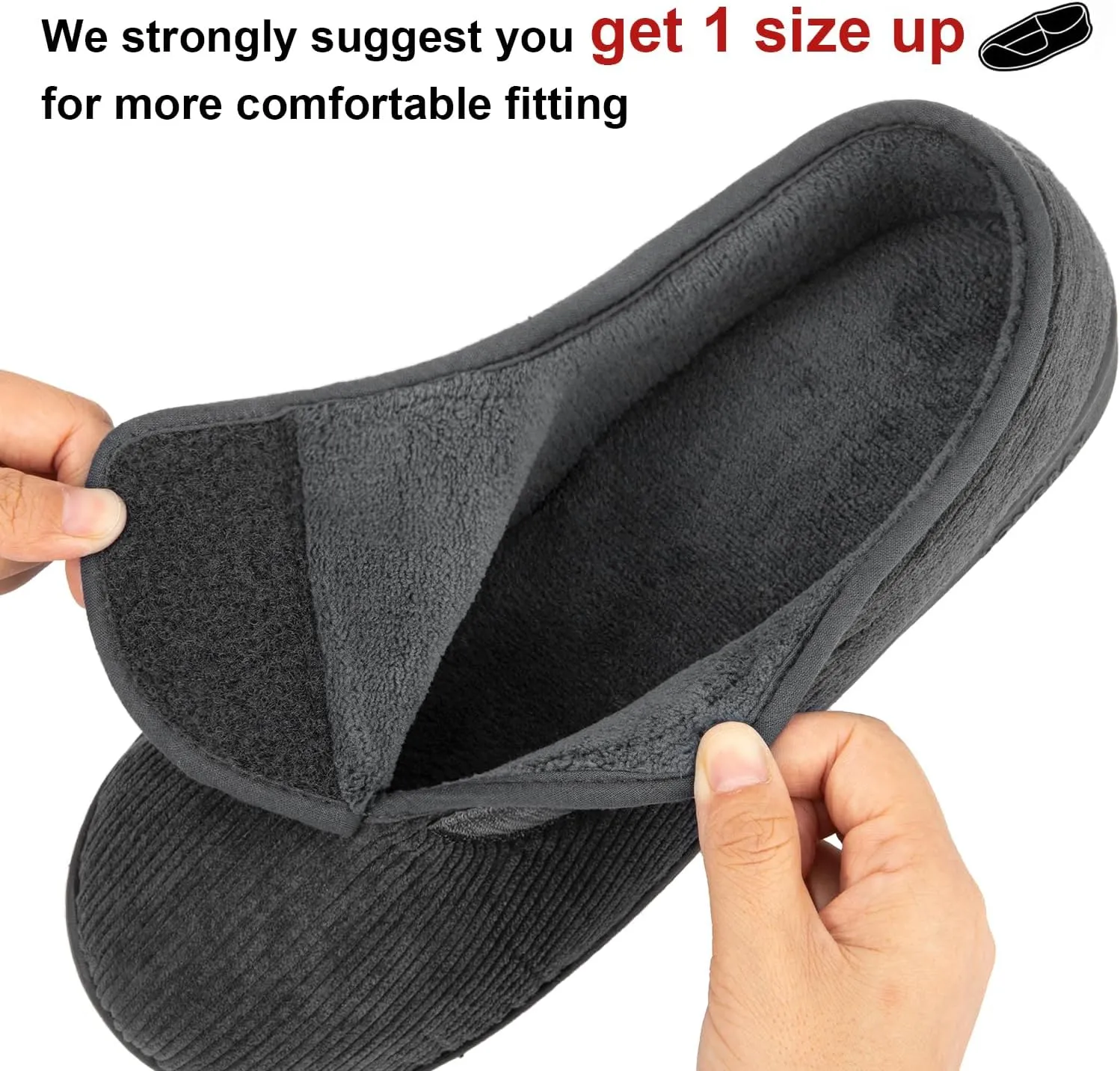 LongBay Men's Memory Foam Diabetic Slippers Comfy Warm Plush Fleece Arthritis Edema Swollen House Shoes