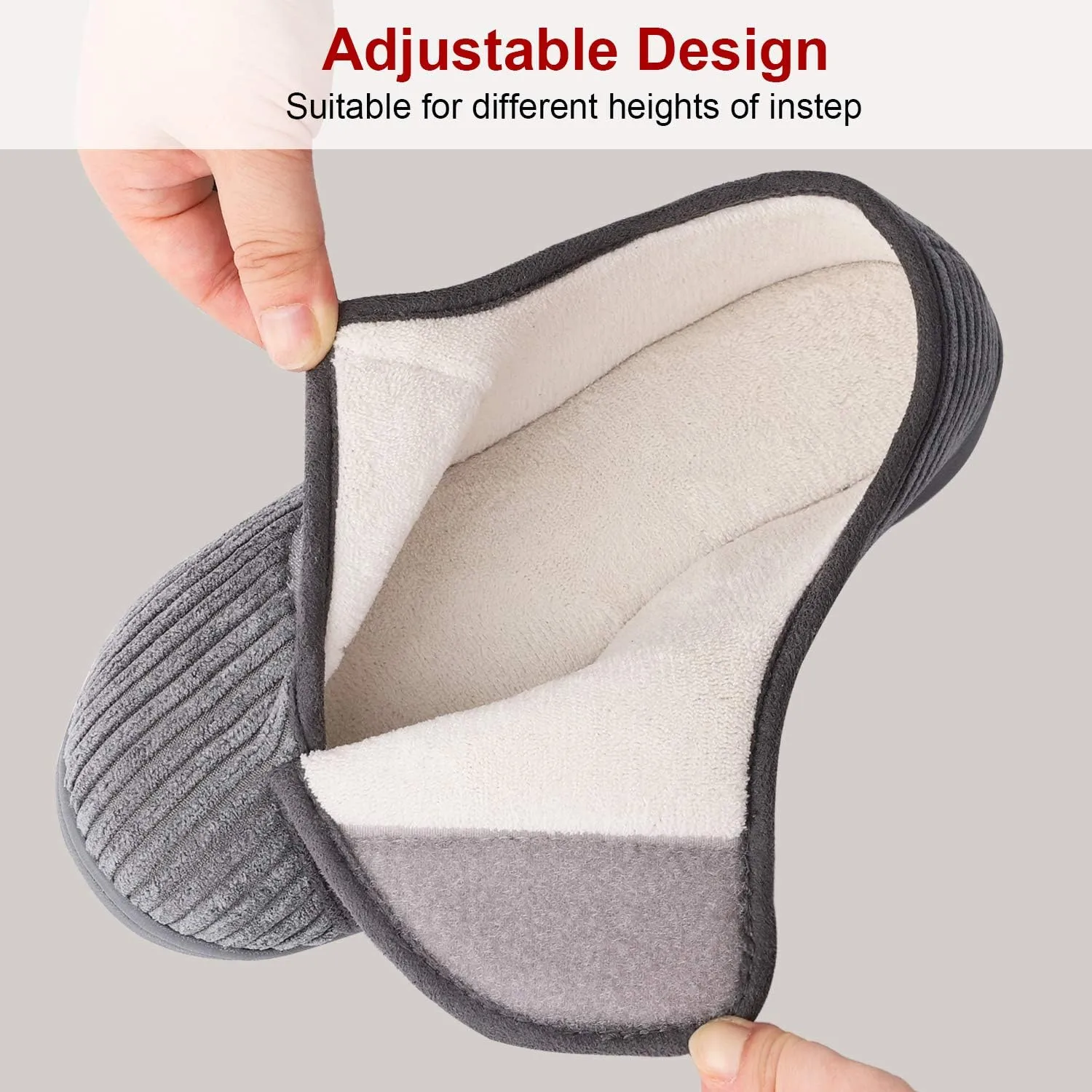 LongBay Womens Adjustable Slippers Memory Foam Cozy Wide Diabetic House Shoes Edema Orthopedic Neuropathy Indoor Outdoor