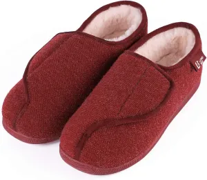 LongBay Womens Adjustable Slippers Memory Foam Cozy Wide Diabetic House Shoes Edema Orthopedic Neuropathy Indoor Outdoor