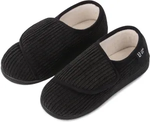 LongBay Womens Adjustable Slippers Memory Foam Cozy Wide Diabetic House Shoes Edema Orthopedic Neuropathy Indoor Outdoor