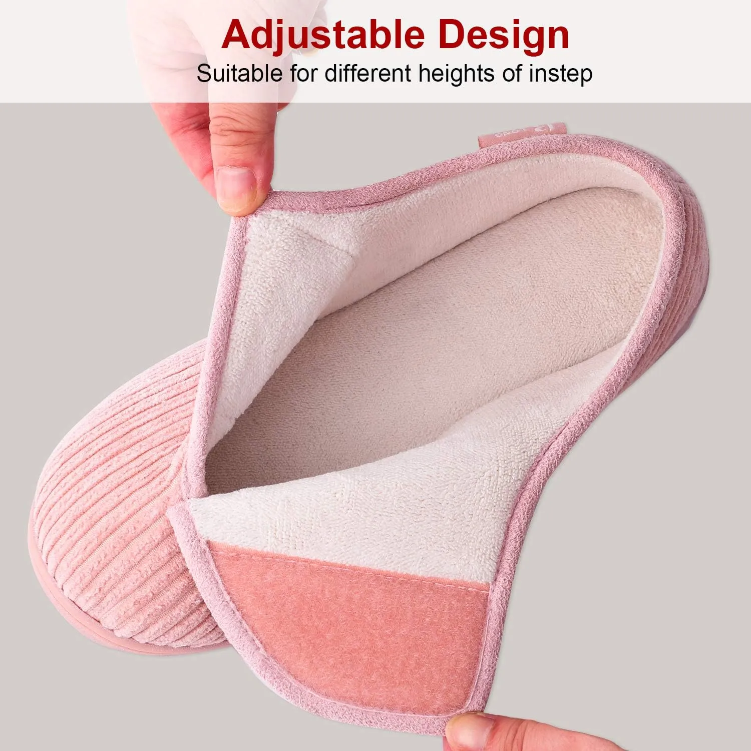 LongBay Womens Adjustable Slippers Memory Foam Cozy Wide Diabetic House Shoes Edema Orthopedic Neuropathy Indoor Outdoor