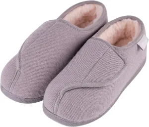 LongBay Womens Adjustable Slippers Memory Foam Cozy Wide Diabetic House Shoes Edema Orthopedic Neuropathy Indoor Outdoor