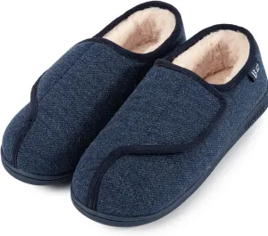 LongBay Womens Adjustable Slippers Memory Foam Cozy Wide Diabetic House Shoes Edema Orthopedic Neuropathy Indoor Outdoor