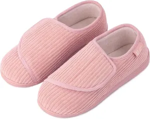 LongBay Womens Adjustable Slippers Memory Foam Cozy Wide Diabetic House Shoes Edema Orthopedic Neuropathy Indoor Outdoor
