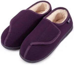 LongBay Womens Adjustable Slippers Memory Foam Cozy Wide Diabetic House Shoes Edema Orthopedic Neuropathy Indoor Outdoor