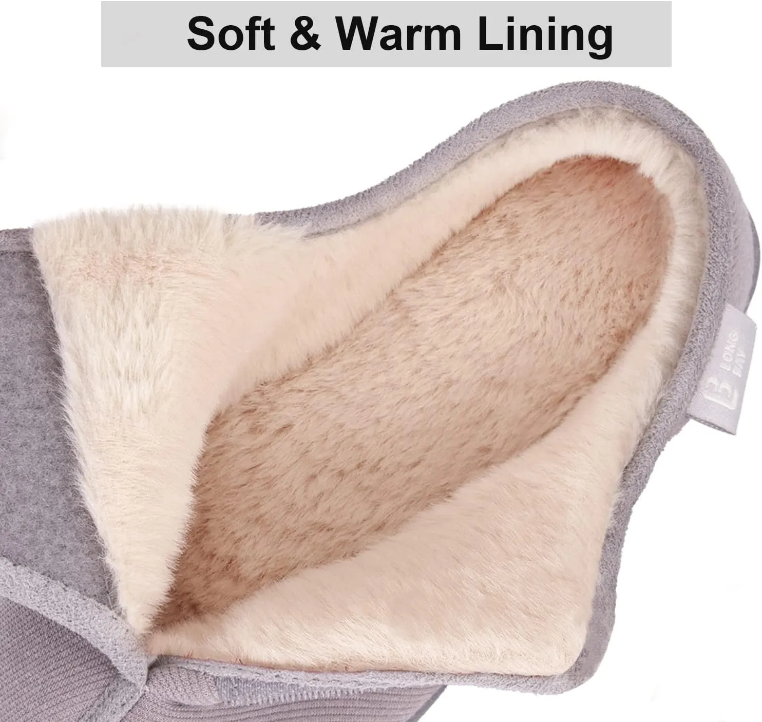 LongBay Womens Adjustable Slippers Memory Foam Cozy Wide Diabetic House Shoes Edema Orthopedic Neuropathy Indoor Outdoor