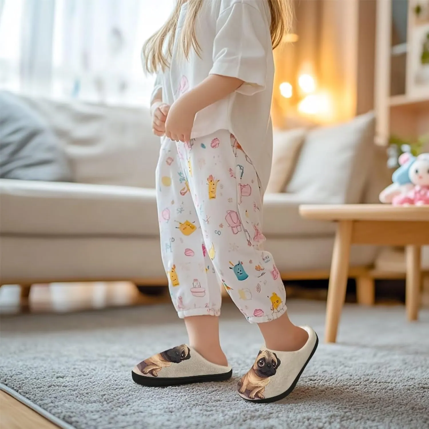 Lotusorchid Kids House Slipper for Boys Girls, Cozy Warm Boys Sleep Slippers with Rubber Sole, Closed Toe Slip On Bedroom Slippers