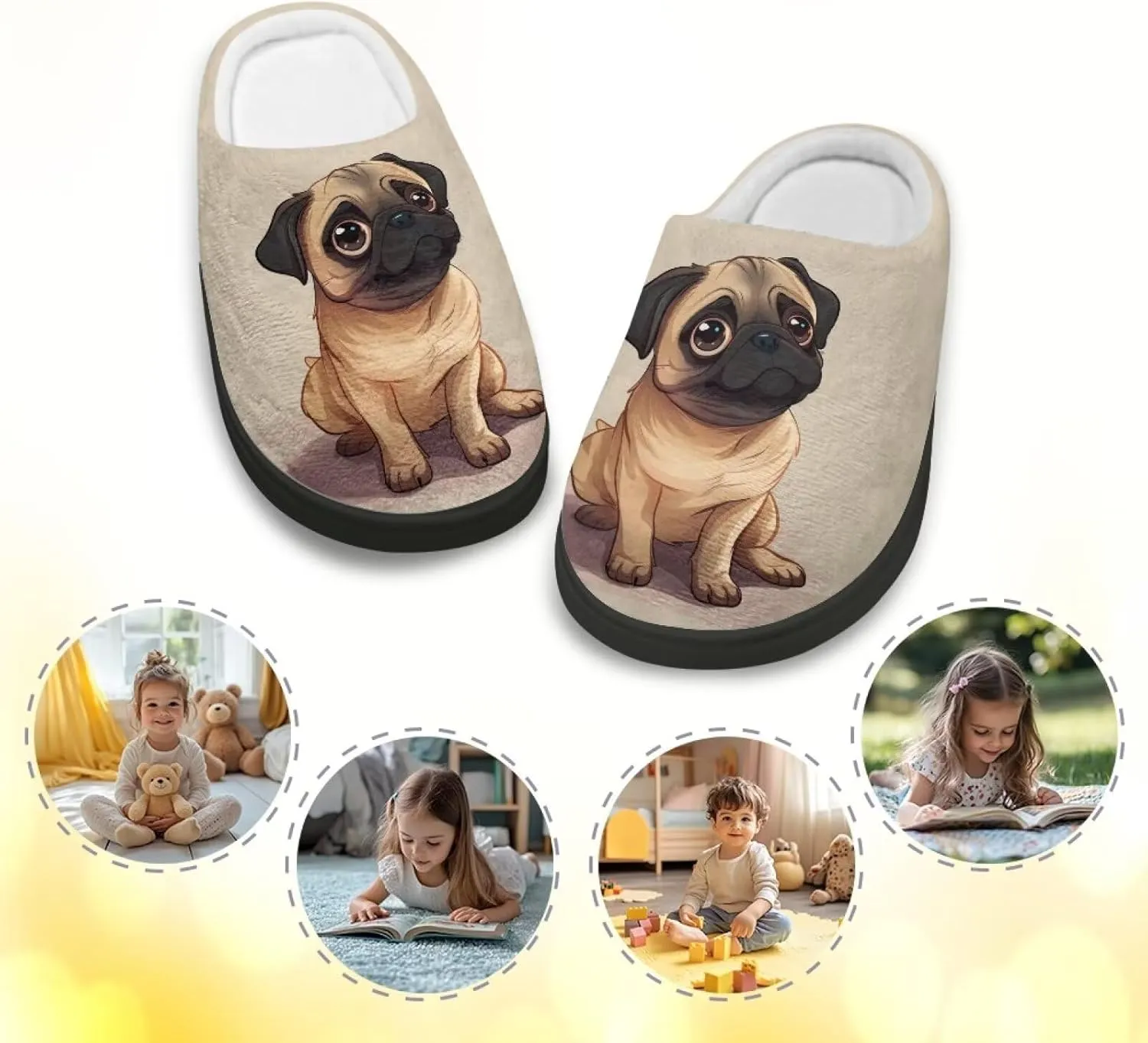 Lotusorchid Kids House Slipper for Boys Girls, Cozy Warm Boys Sleep Slippers with Rubber Sole, Closed Toe Slip On Bedroom Slippers