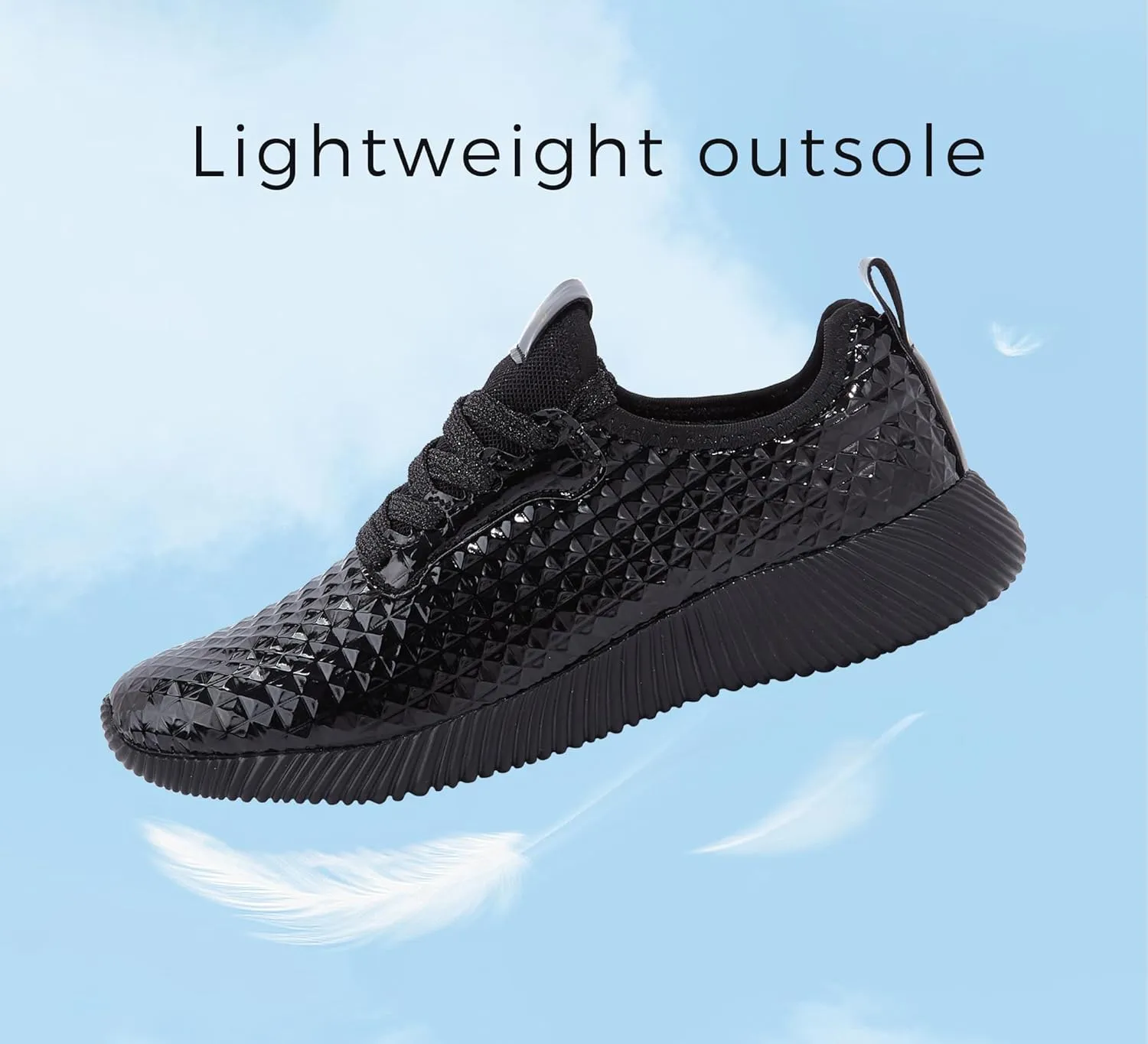 LUCKY STEP Women's Metallic Fashion Sneaker Leatherette Studded Jogger Lightweight Casual Walking Shoes