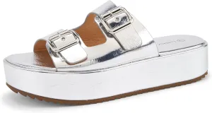 LUCKY STEP Women's Platform Slide Sandals Braided Adjustable Strap Flat Open Toe Summer Casual Shoes Beach Outdoor Wedge Woven Slipper