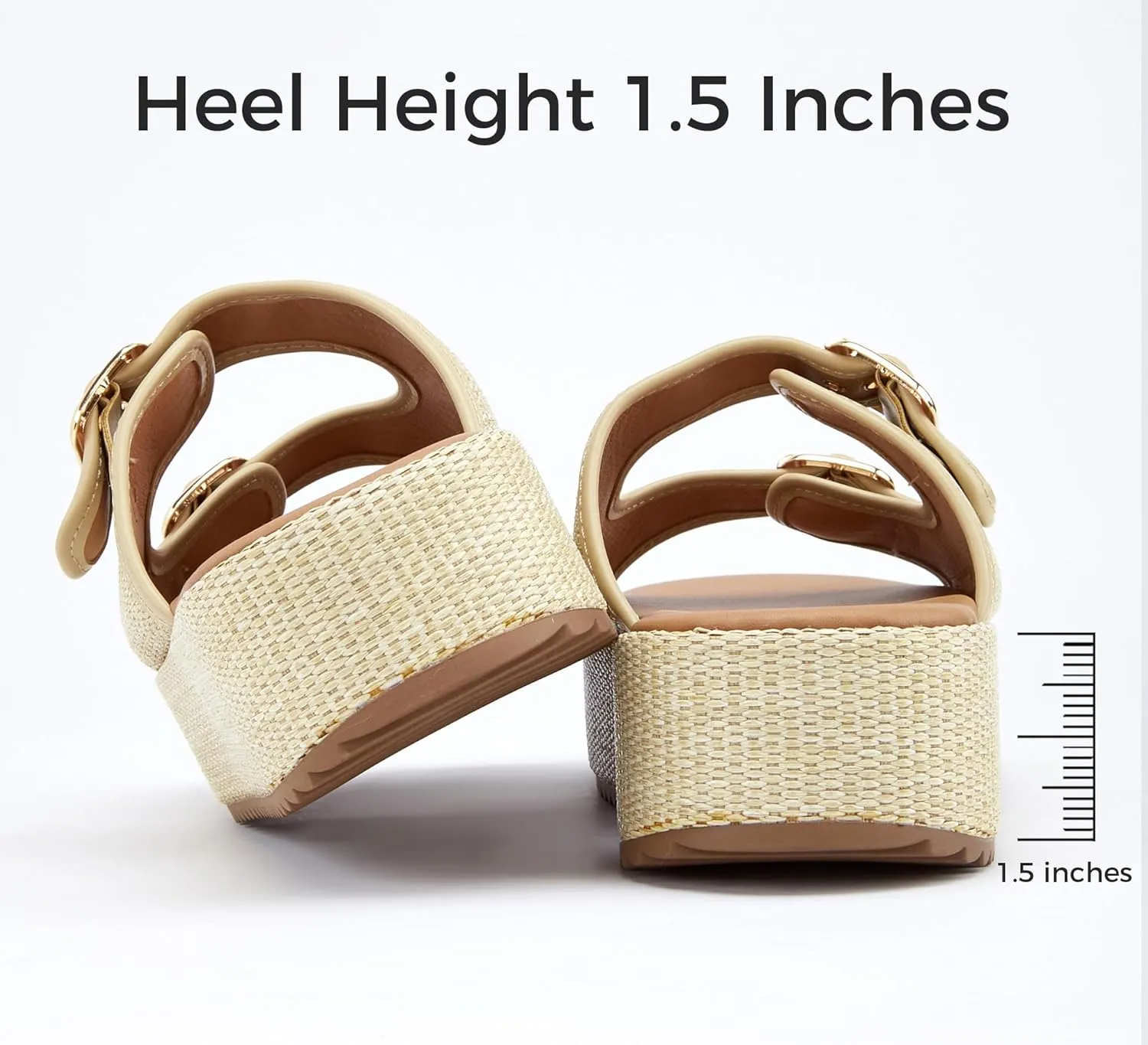 LUCKY STEP Women's Platform Slide Sandals Braided Adjustable Strap Flat Open Toe Summer Casual Shoes Beach Outdoor Wedge Woven Slipper