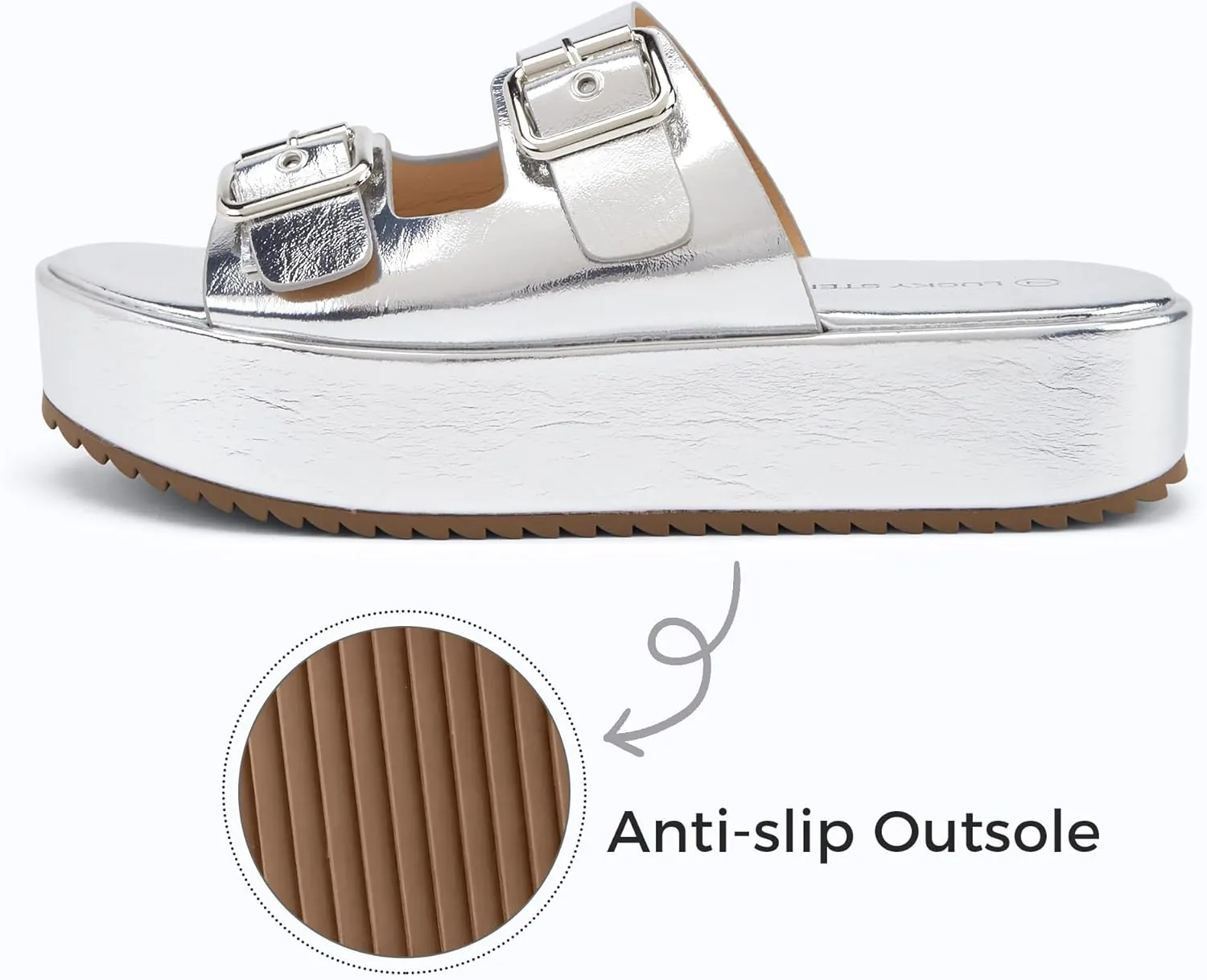 LUCKY STEP Women's Platform Slide Sandals Braided Adjustable Strap Flat Open Toe Summer Casual Shoes Beach Outdoor Wedge Woven Slipper