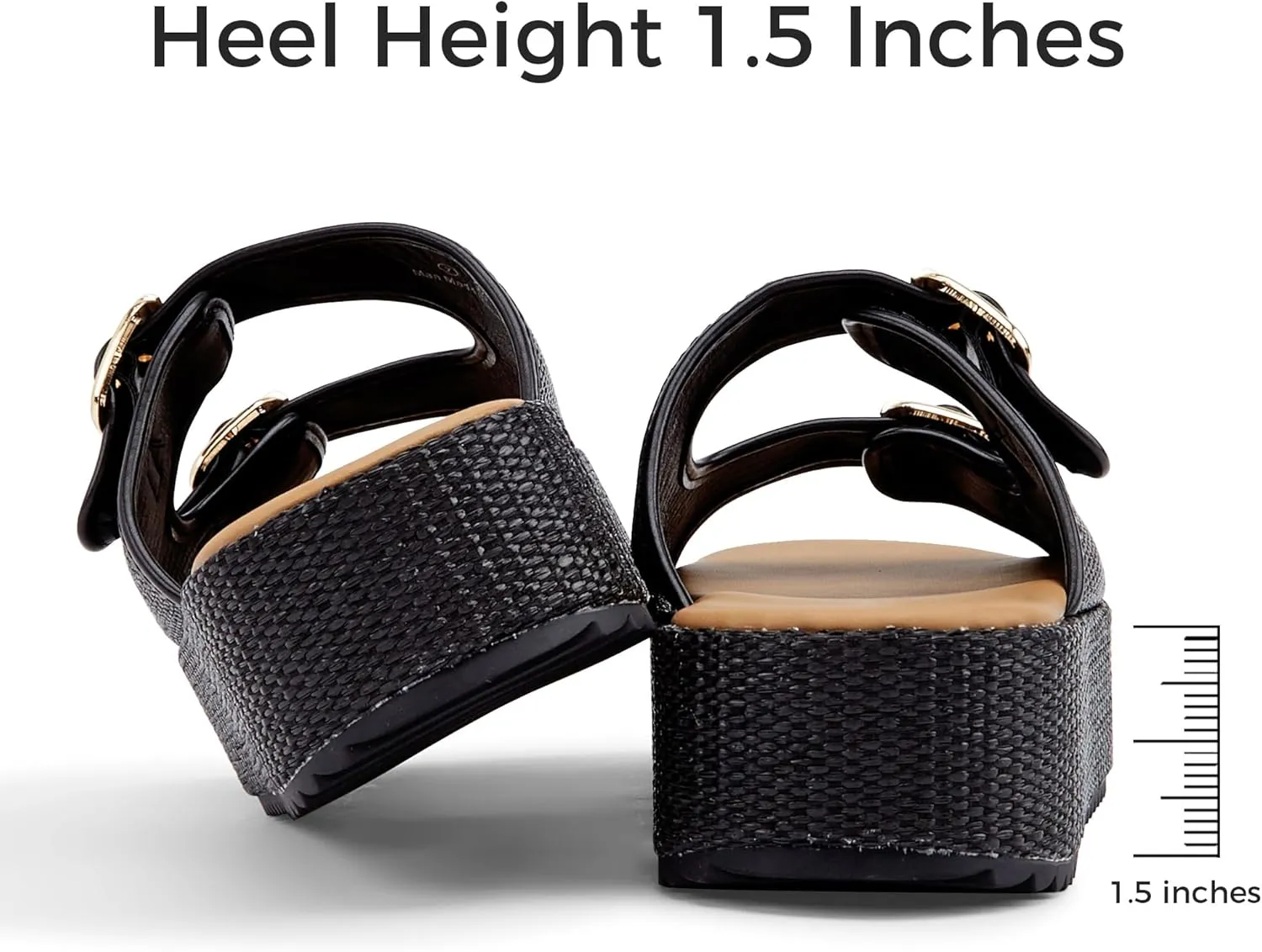 LUCKY STEP Women's Platform Slide Sandals Braided Adjustable Strap Flat Open Toe Summer Casual Shoes Beach Outdoor Wedge Woven Slipper