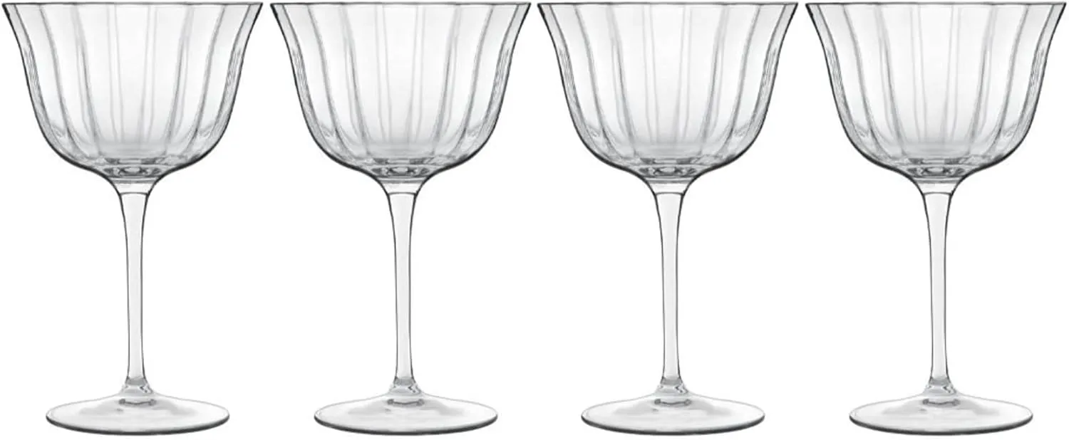Luigi Bormioli Bach 8.75 oz Retro Fizz Glasses, Set of 4 - Titanium Reinforced Stem, Made of SON-hyx Crystal - Sinuous Design Mixed Drink Glass - Made in Italy, Dishwasher Safe