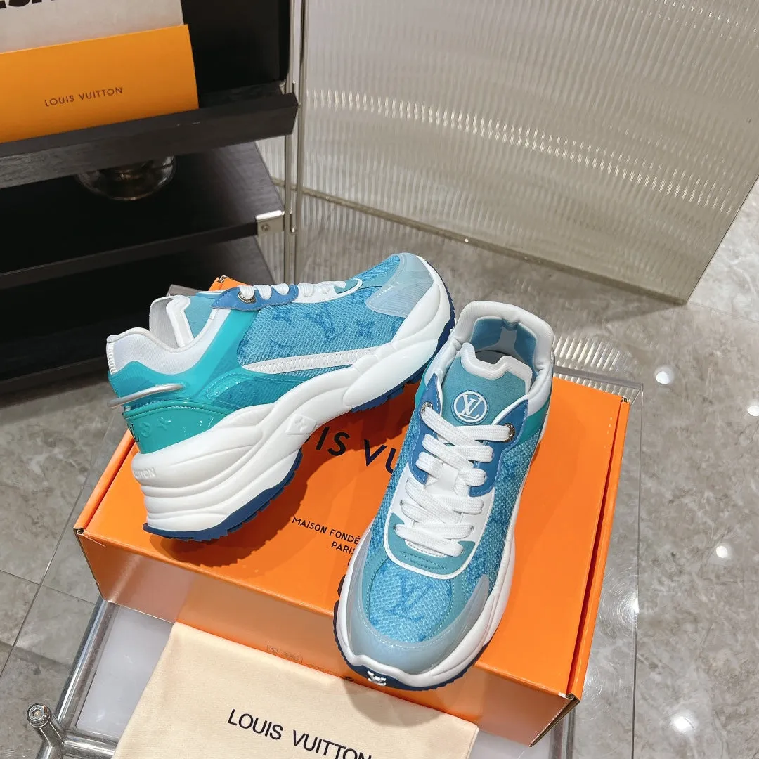 LV Run 55 Sneaker 50mm Light Blue Monogram Jacquard Fabric
