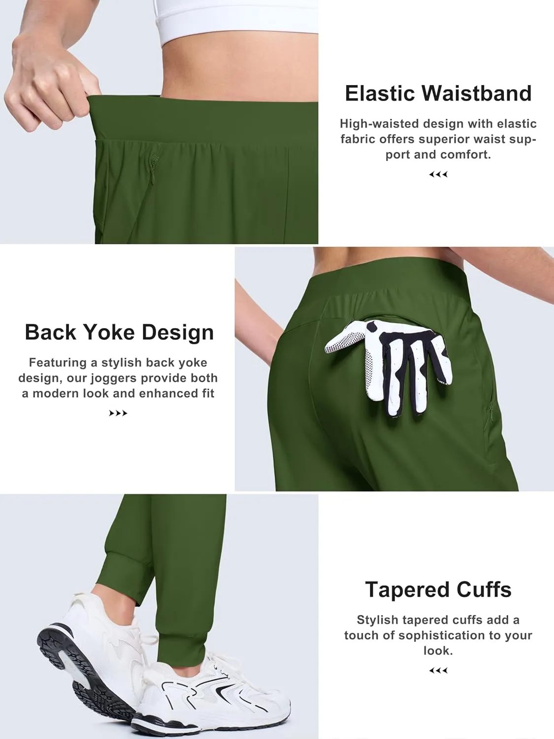 MAGCOMSEN Joggers for Women High Waisted Golf Pants Lightweight Hiking Pants Quick Dry Workout Running Athletic Joggers