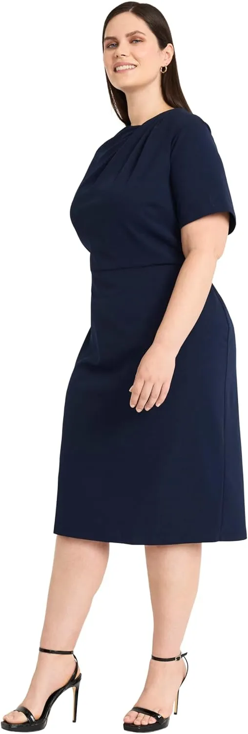 Maggy London Chic Asymmetric Crew Neck Short Sleeve Below The Knee Womens Dresses