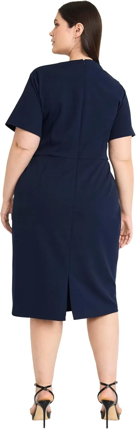 Maggy London Chic Asymmetric Crew Neck Short Sleeve Below The Knee Womens Dresses