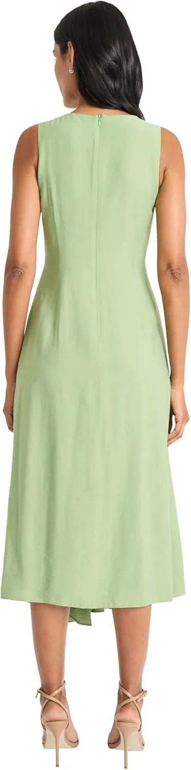 Maggy London Women's Sleeveless Asymmetrical Twist Front Textured Rayon Blend Special Occasion Midi Cocktail Dress