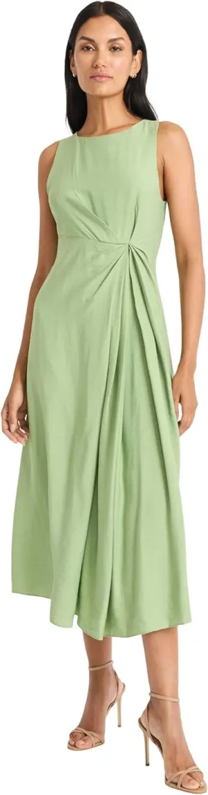 Maggy London Women's Sleeveless Asymmetrical Twist Front Textured Rayon Blend Special Occasion Midi Cocktail Dress