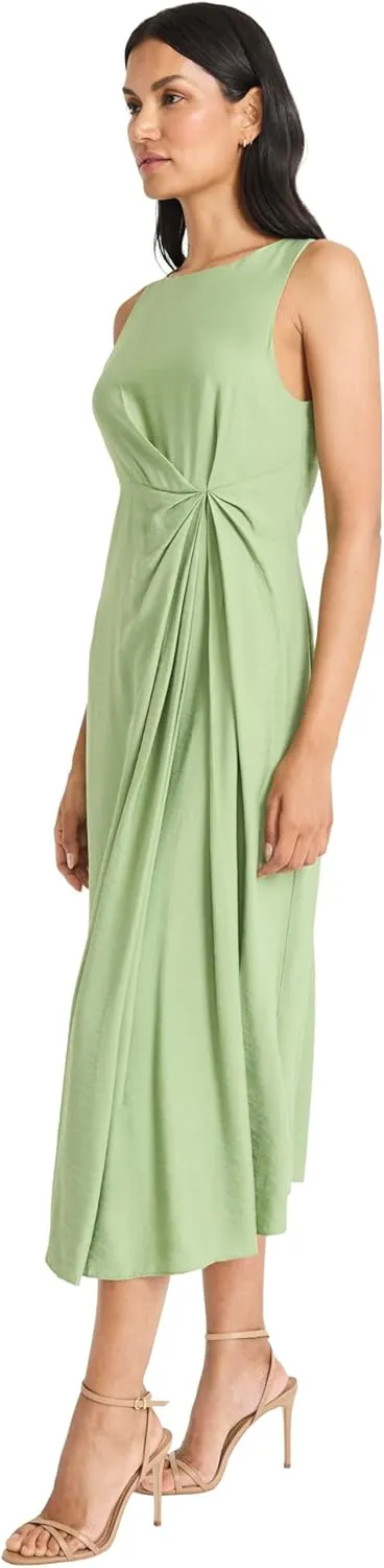 Maggy London Women's Sleeveless Asymmetrical Twist Front Textured Rayon Blend Special Occasion Midi Cocktail Dress