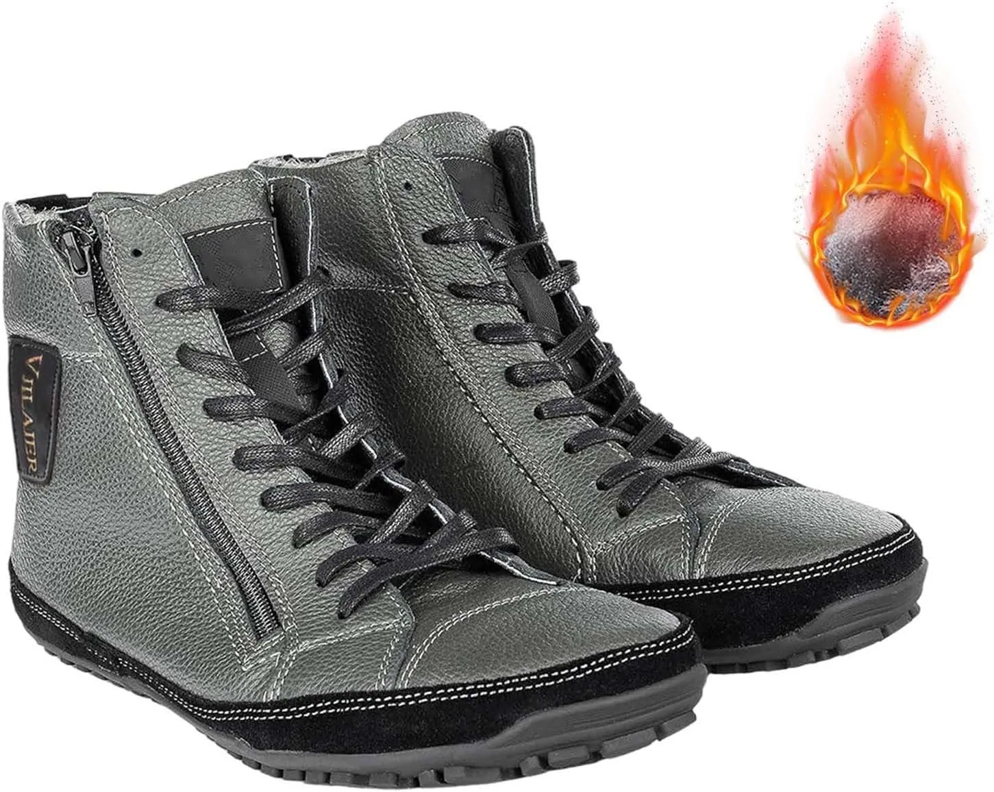 Magic Shoes Alaskan Mens, Barefoot Winter Boots Women, Non-Slip Hiking Footwear With Fleece Lined, Comfort Warm Work Boots Grounded Shoes Zero Drop Booties for Walking Fishing Trekking