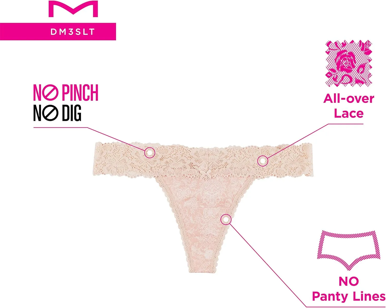 Maidenform Women's All Over Lace Thong 3 Pack