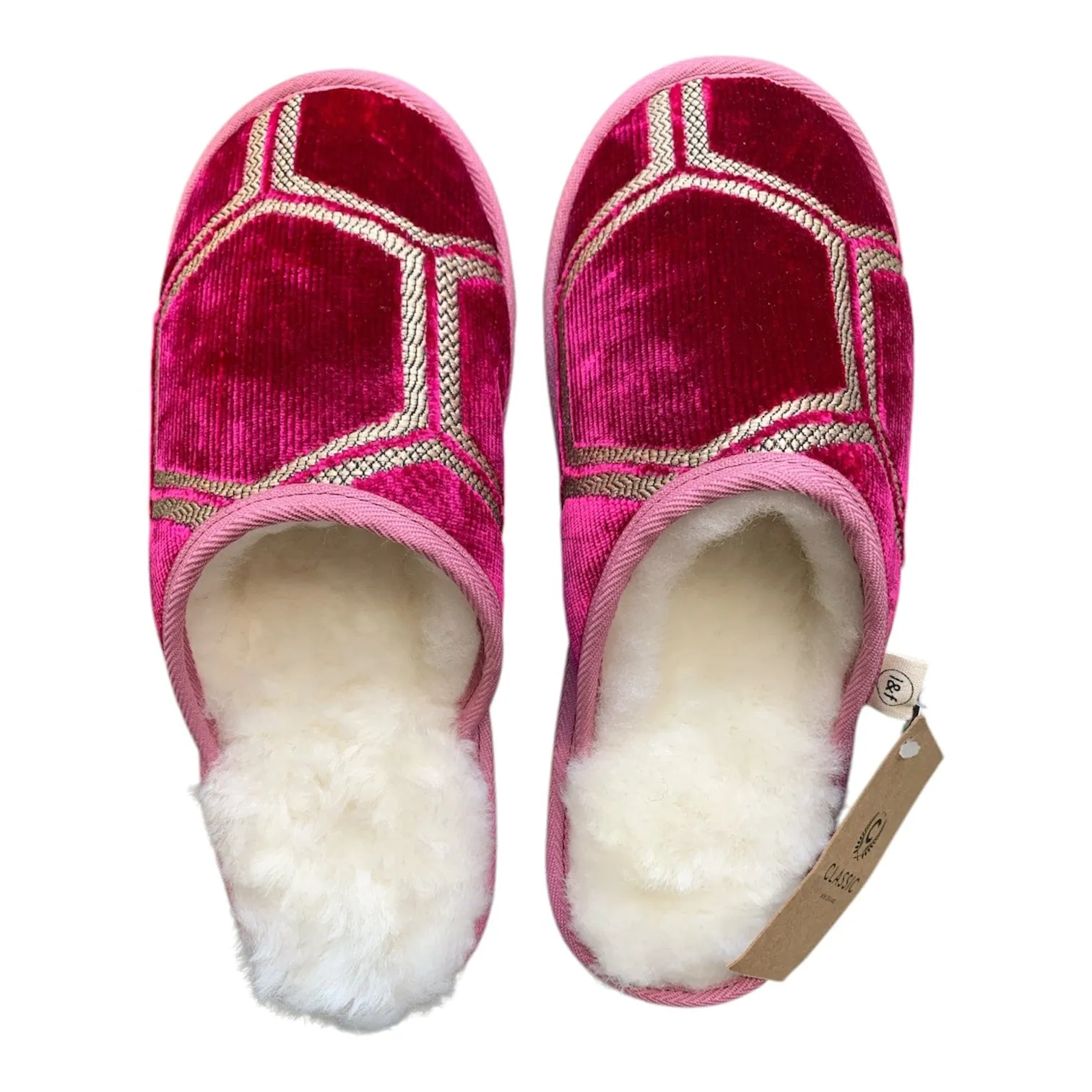 Manipur Fuchsia Medium White Slippers