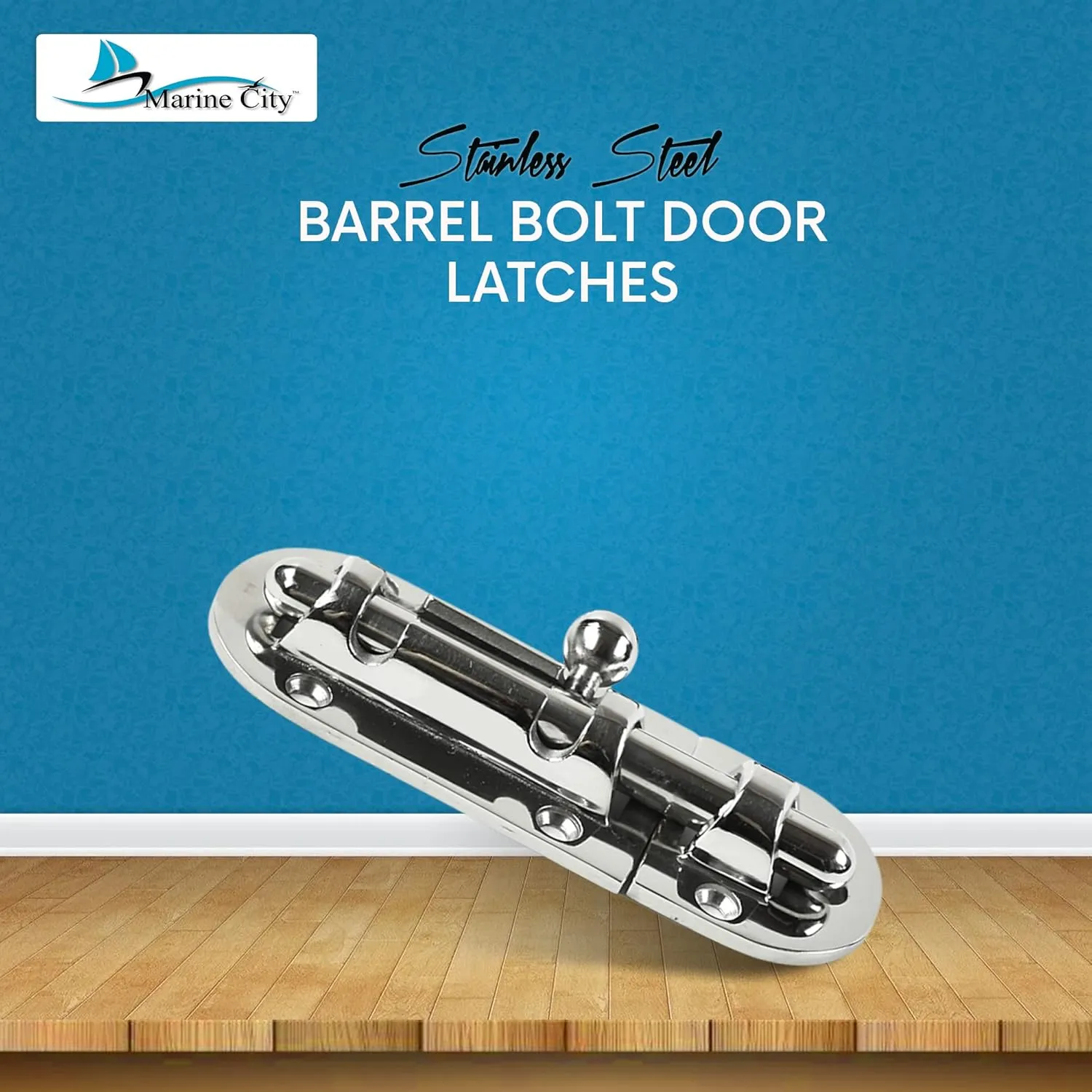 MARINE CITY Barrel Bolt Door Latches, 316 Stainless Steel, Rust & Corrosion-Resistant, Ideal for Windows, Hatches, Cabinets (Medium)