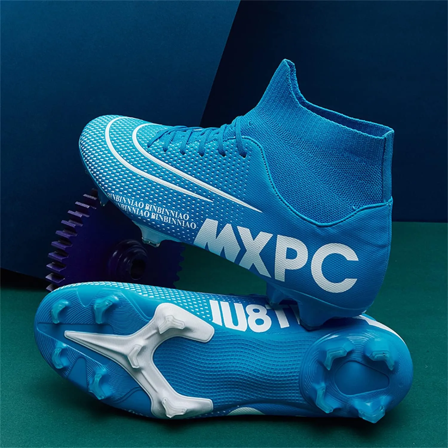MDPCX Competitive Unisex Soccer Shoes Men Women Indoor Outdoor Football Boots Athletic Turf Mundial Team Cleat Running Sports Lightweight Breathable Anti-Skid Damping Shoes