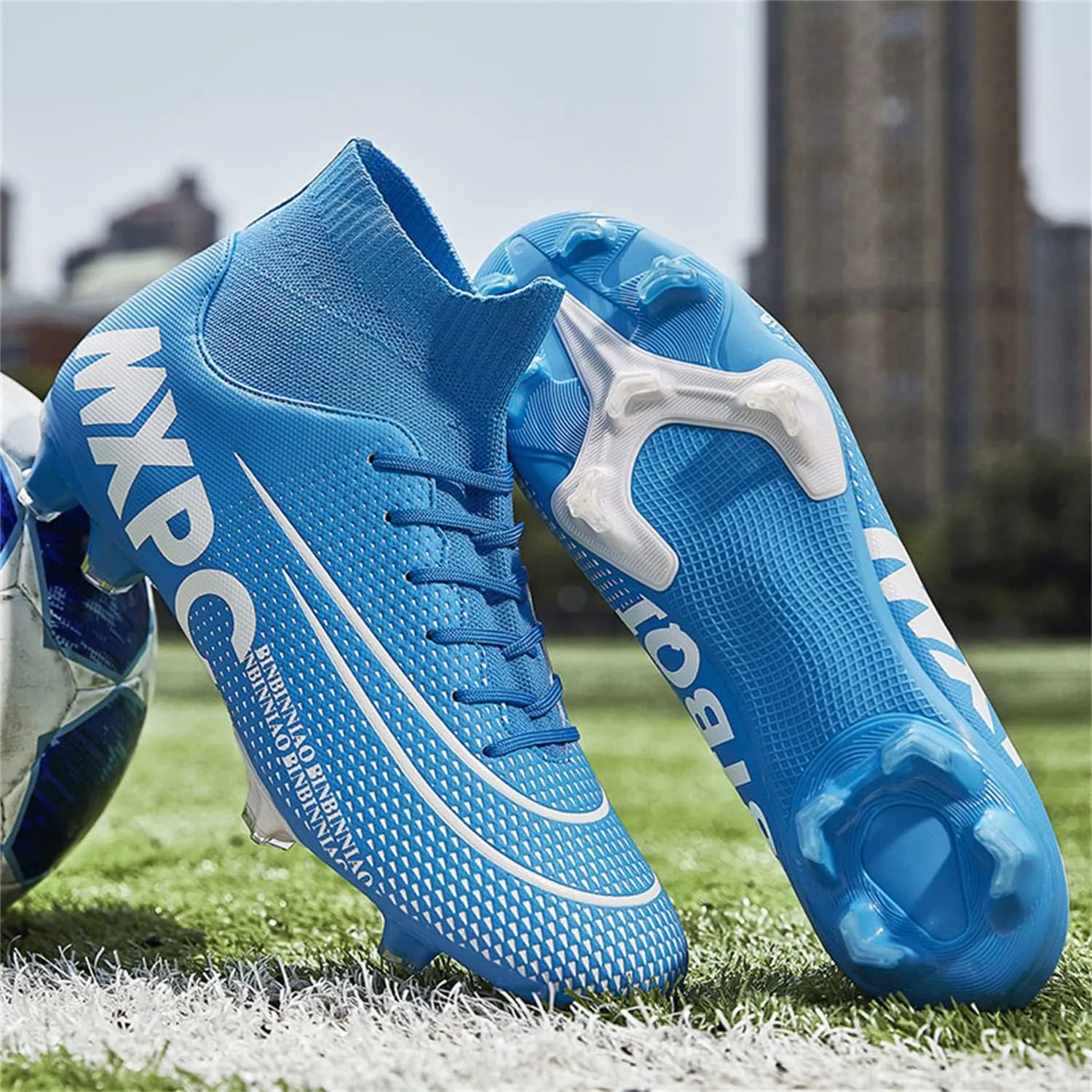 MDPCX Competitive Unisex Soccer Shoes Men Women Indoor Outdoor Football Boots Athletic Turf Mundial Team Cleat Running Sports Lightweight Breathable Anti-Skid Damping Shoes