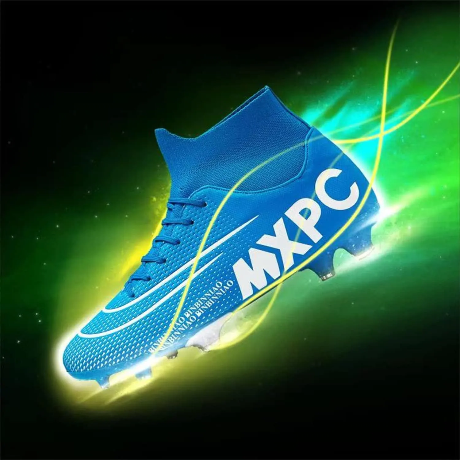 MDPCX Competitive Unisex Soccer Shoes Men Women Indoor Outdoor Football Boots Athletic Turf Mundial Team Cleat Running Sports Lightweight Breathable Anti-Skid Damping Shoes