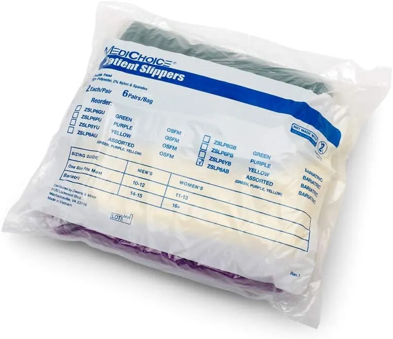 MediChoice Double Tread Slippers, Smooth Side Out, 98% Polyester 2% Nylon/Spandex