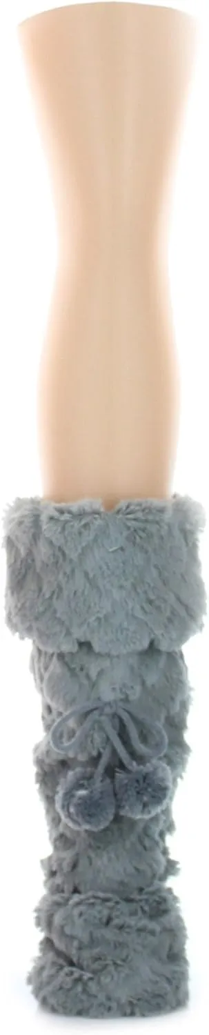 MeMoi Fuzzy Wuzzy Diamond Knit PomPom Slippers