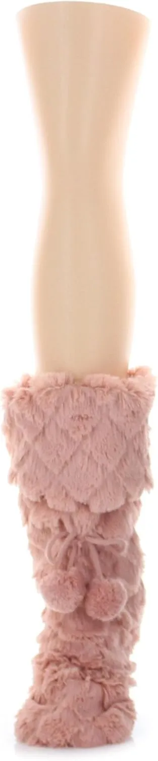 MeMoi Fuzzy Wuzzy Diamond Knit PomPom Slippers