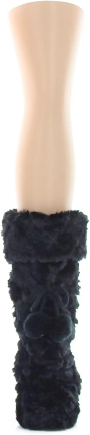 MeMoi Fuzzy Wuzzy Diamond Knit PomPom Slippers