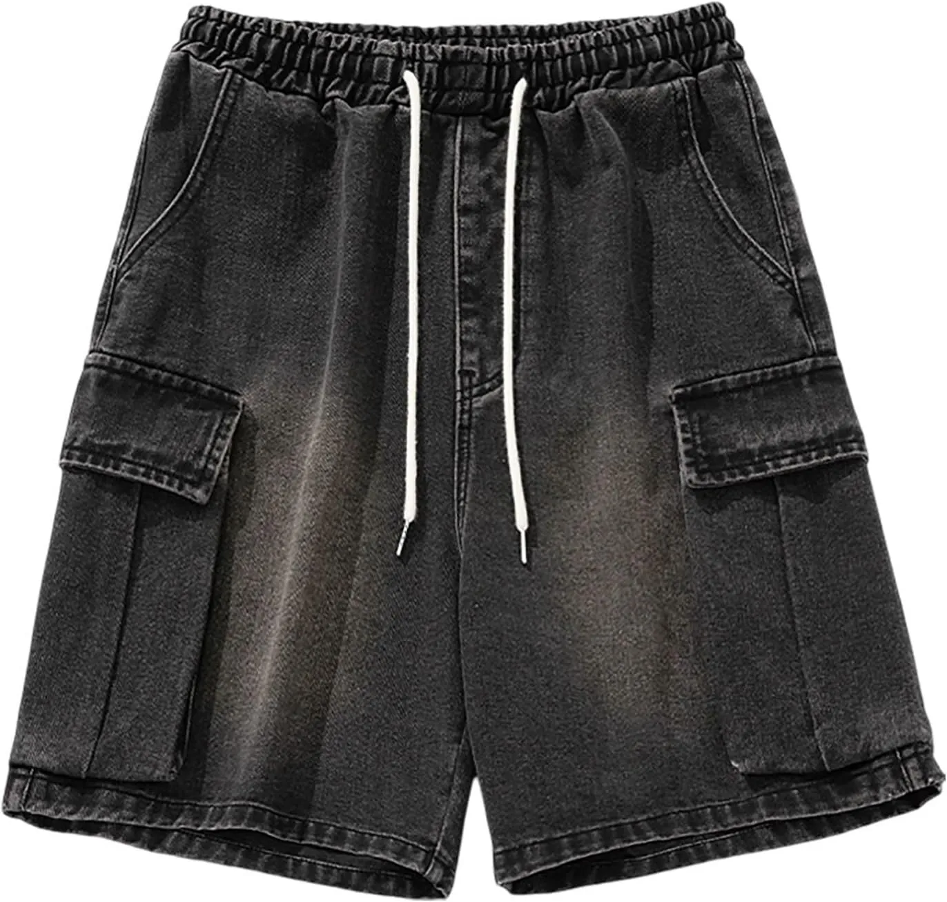 Men Baggy Denim Jorts Y2K Grunge Loose Fit Hip Hop Jean Shorts Casual Long Jeans with Pockets Streetwear
