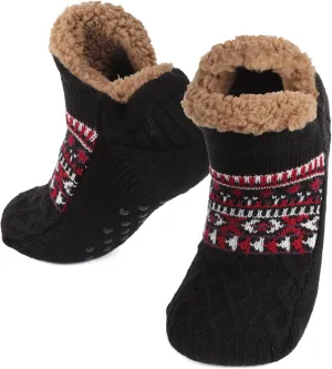 Men Knit Fuzzy Slipper Sock Warm Thick Fleece Lined Floor Socks Winter Cozy Non-Slip Thermal Sock for Indoor Home