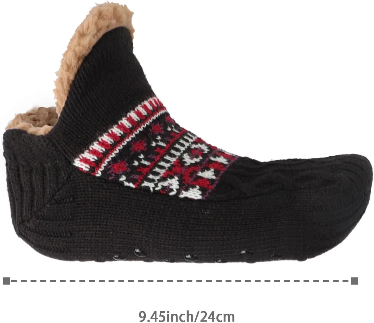 Men Knit Fuzzy Slipper Sock Warm Thick Fleece Lined Floor Socks Winter Cozy Non-Slip Thermal Sock for Indoor Home