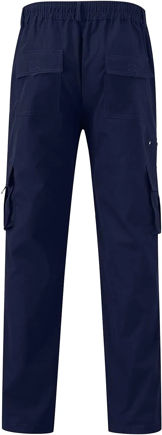 Men Pants Casual Plus Size Jogger Work Wear Sweatpants Loose Fit Elasticated Stretch Waist Cargo Pant