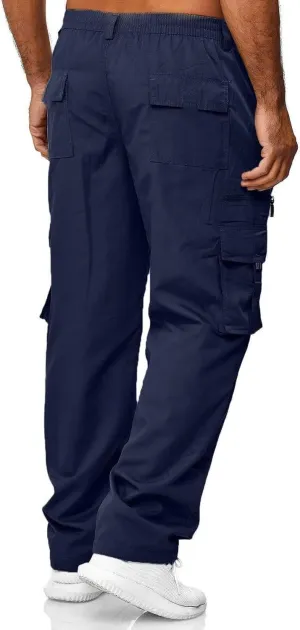 Men Pants Casual Plus Size Jogger Work Wear Sweatpants Loose Fit Elasticated Stretch Waist Cargo Pant